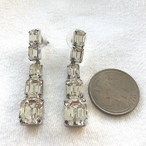 Rhinestone earrings with emerald shaped stones